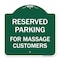 Signmission Designer Series Sign-For Massage Customers, Green & White Aluminum Sign, 18" x 18", GW-1818-23946 A-DES-GW-1818-23946 - alternate 1